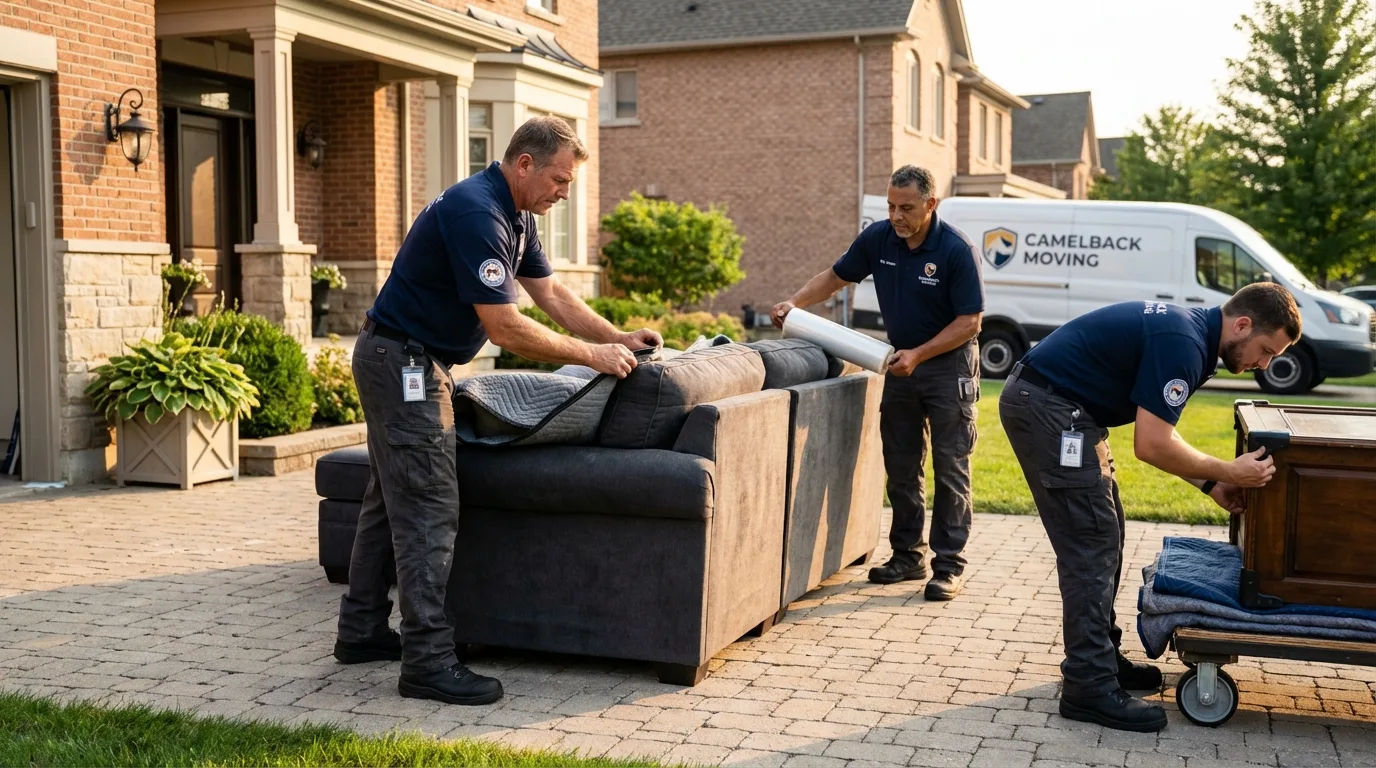 Large estate moving crew wrapping furniture in Duncan, OK
