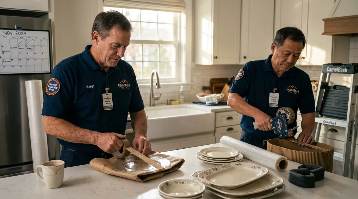 Professional crew packing kitchen dishware in Duncan, OK